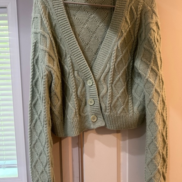 LOVERS + FRIENDS GREEN CARDIGAN LARGE - Picture 6 of 7